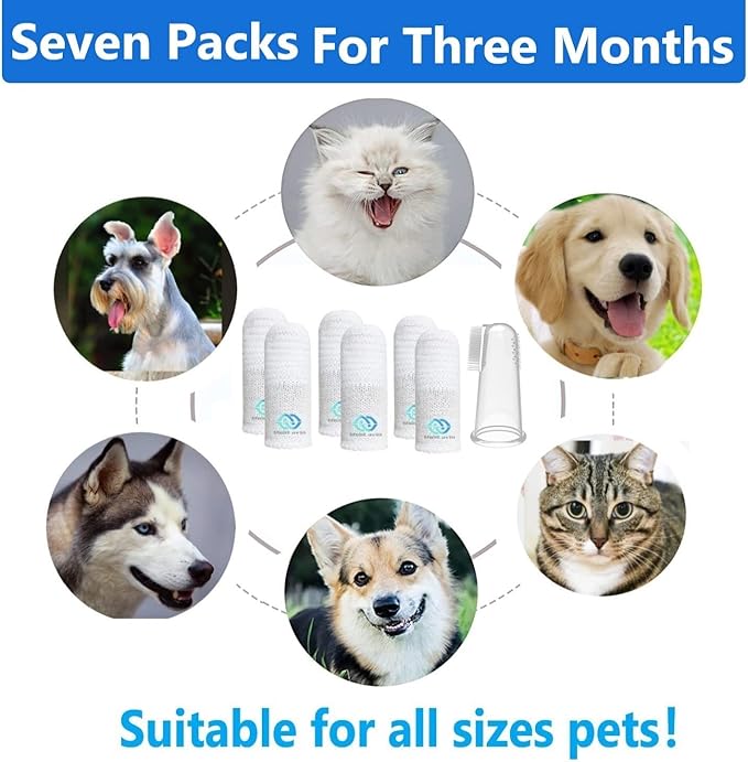 Pet Toothbrush for Small to Large Dogs Cats,Soft High Grade Finger Toothbrush,Teeth Oral Cleaning,Dental Care, 1 Set for Two Fingers White (6)