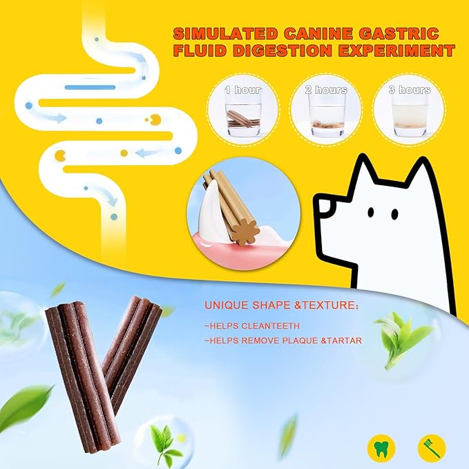 Dog Teeth Cleaning Chews - Beef-Flavored Dental Sticks for Rewarding Small and Medium Dogs - 7.2oz, Pack (18 Treats)