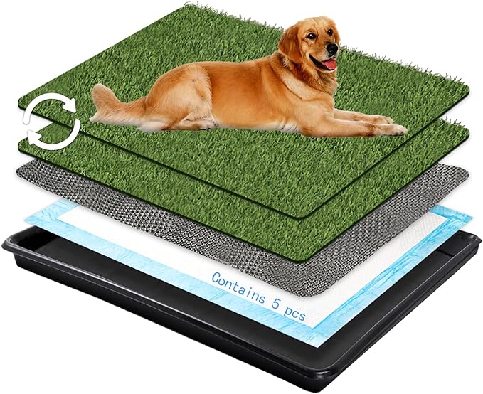 Dog Grass Pad with Tray Large,35.5”×23.6”Dog Grass Large Patch Potty Arificial Grass Dog Potties for Apartment and Patio Training Outdoor and Indoor Use