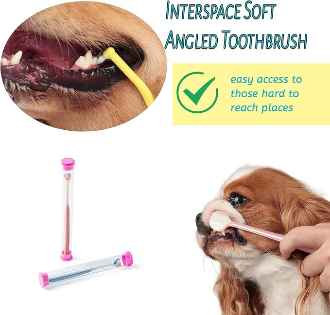 E.M&S.T by Emmeliestella Dog Toothbrush Teeth Cleaning Kit,Three-Sided,Dental Plaque Removal,Oral Hygiene,Freshen Dogs Breath,Reduce Tarta,Extra Soft Bristles, Independent Packaging, Blue&Pink 3PCS