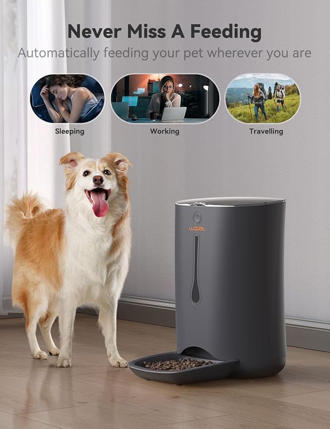 WOPET Automatic Dog Feeder, 7L Pet Food Dispenser for Cats and Dogs, Automatic Cat Feeders with Protion Control, Voice Recorder&Programmable Timer for up to 5 Meals Per Day