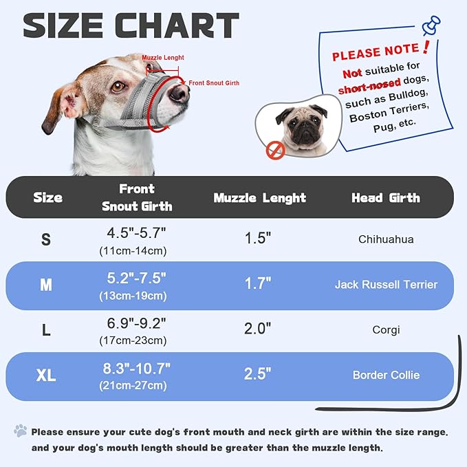Dog Muzzle Soft Air Mesh Muzzle for Medium Dogs, Adjustable Pet Muzzle for Small and Large Dogs to Drink Normally, Breathable Reflective Muzzle for Dogs to Prevent Biting(Grey,L-13)