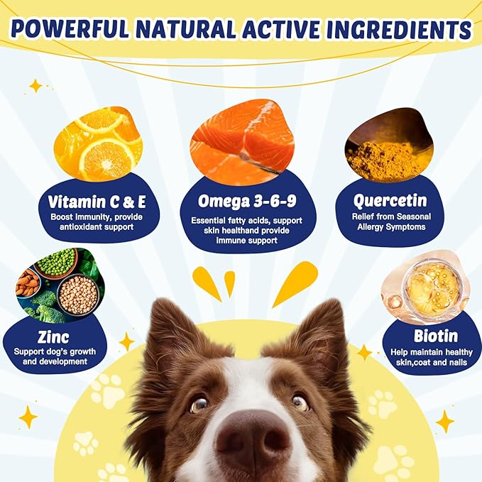 Omega 3 for Dogs with Salmon Oil, 117 Chewable Fish Oil for Dogs Skin and Coat - Dog Allergy Relief, Hot Spot Treatment, Anti Shedding, Hip & Joint Support with EPA & DHA, Biotin, Vitamin E