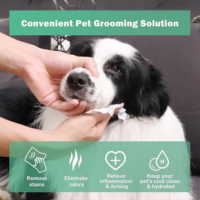CuteBone Pet Grooming Wipes - Hypoallergenic&Deodorizing Flushable Anal Gland Wipes for Dogs, Relieve Inflammation&Itching, Cleans Paws & Butt, Puppy Wipes 100 Count