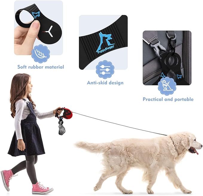 PuppyDoggy Dog Poop Bag Holder for Leash Waste Bag Carrier Dog Poop Bag Dispenser for Walking Running Bicycle Accessory 2 pieces (Black)