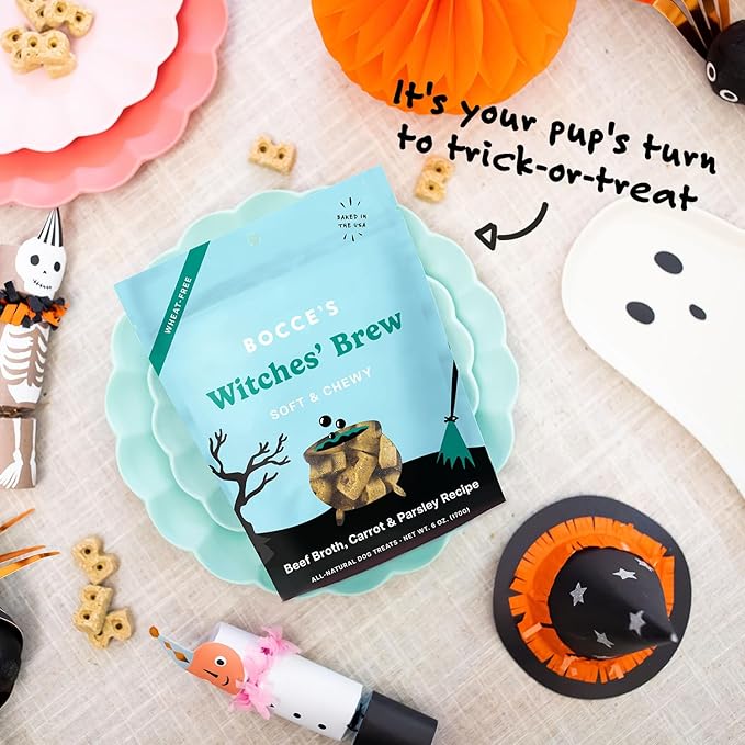 Bocce's Bakery All-Natural Witches Brew Dog Treats, Wheat-Free, Limited Ingredient Soft & Chewy Dog Treats, Inspired by Halloween, 6 oz
