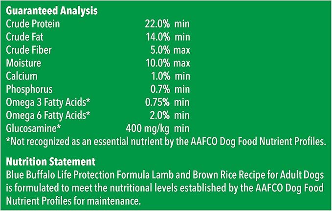 Blue Buffalo Life Protection Formula Natural Adult Dry Dog Food, Lamb and Brown Rice 34-lb