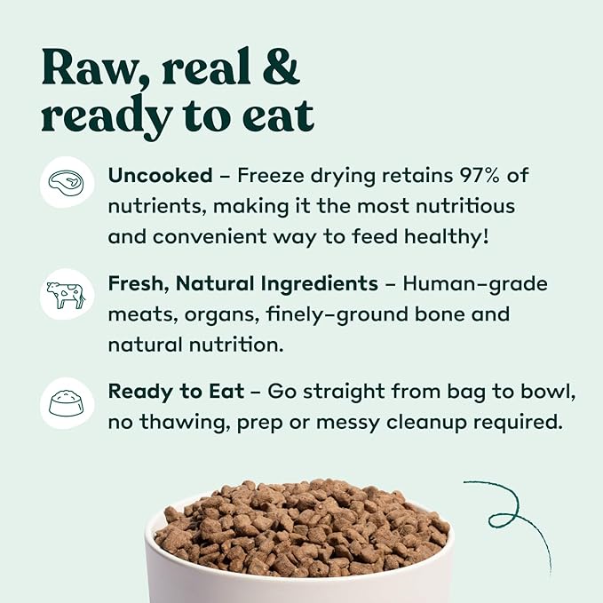 Freeze Dried Fresh Dog Food Raw Salmon & Whitefish Recipe - Picky Eater-Approved Limited Ingredient Dog Food for All Stages - High Protein, Small Batch, Grain Free Raw Dog Food, 15 oz