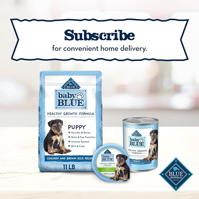 Blue Buffalo Baby BLUE Natural Puppy Wet Dog Food, Healthy Growth Formula with DHA, Lamb and Vegetable Recipe, 3.5-oz. Cups (12 Count)
