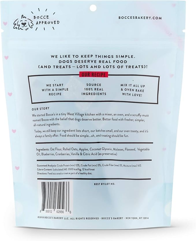 Bocce's Bakery All-Natural, Seasonal, Dog Treats, Wheat-Free, Limited-Ingredient, Soft & Chewy Cookies Inspired by Valentine's Day, 6 oz (Candy Hearts, Red Velvet)