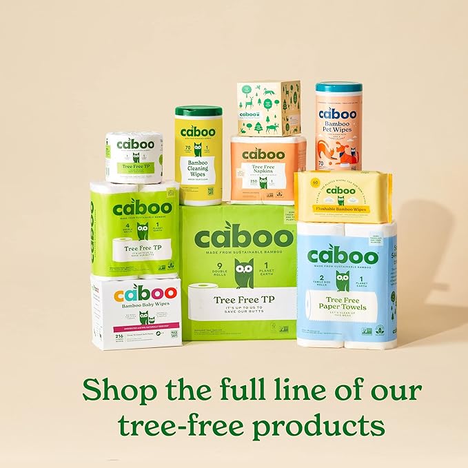 Caboo Tree Free Pet Wipes for Dogs & Cats | Natural, Earth Friendly, Deodorizing, Hypoallergenic Cleaning Wipes for Eyes, Ears, Paws, & Face (Unscented, 2 Canisters, Total of 140 Jumbo Wipes)