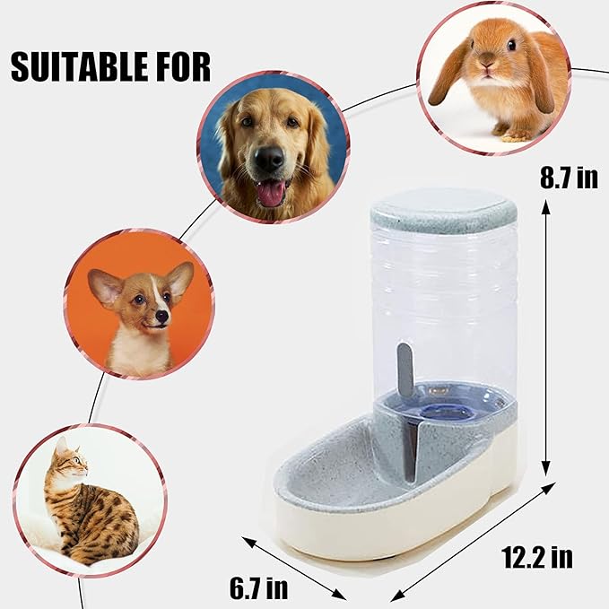 kathson Automatic Cats Water Dispenser 1 Gallon Gravity Dogs Water Station Feeder Large Capacity Pet Drinking Bowls for Kitten Puppy
