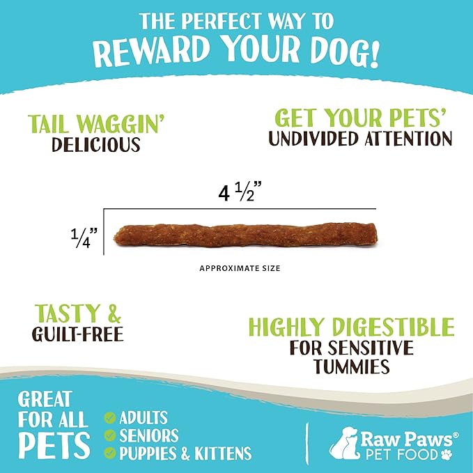 Raw Paws Grain-Free Soft Stick Treats for Dogs & Cats - Chicken Recipe, 6-oz - USA Soft Chicken Dog Treats Grain Free - Sausage Sticks for Dogs, Chicken Dog Jerky Sticks - Chewy Chicken Jerky for Dogs