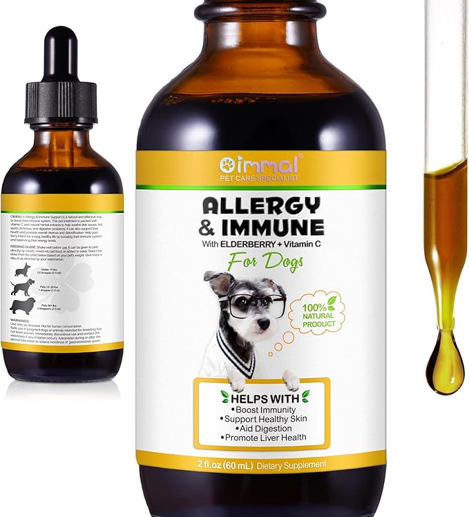 Dog Allergy Relief,Allergy Immunity for Dogs,Dog Allergy Support,Allergy Relief for Dogs Itching Natural Pet Supplement,Daily Vitamins for Healthy Immune System,with elderberry,Vitamin C,2FL OZ