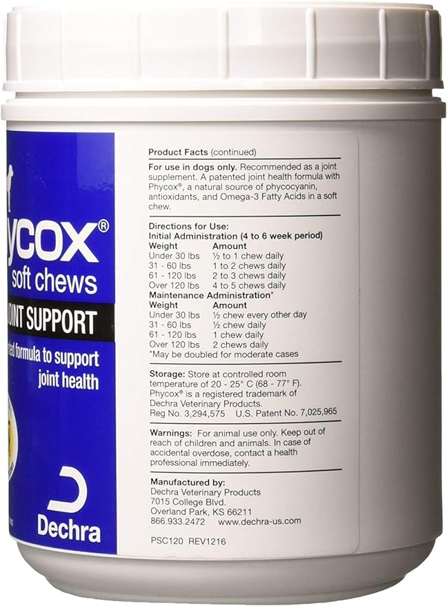 Dechra Phycox Canine Joint Support Soft Chews for Dogs, 120 Count