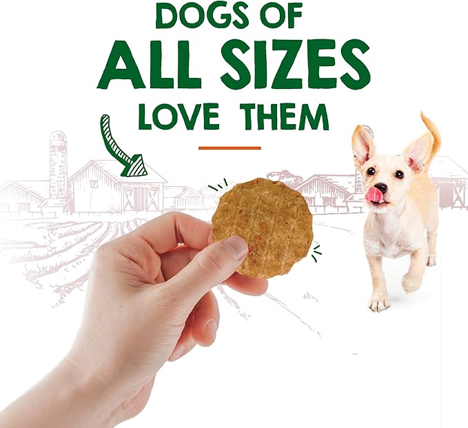 Riley's Waffles Chicken Chips for Dogs w Carrots - USA Sourced Chicken Dog Treats, Limited Ingredient Dog Treats, Dehydrated Jerky Treats Made in USA