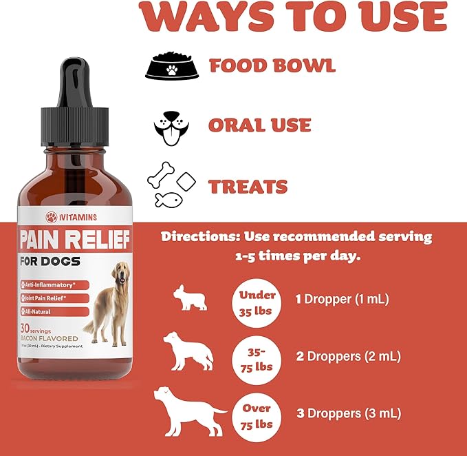 Natural Pain Relief for Dogs | Dog Pain Relief | May Help with Joint, Hip, Heart Health & Much More | Pain Relief for Dogs for Older Dogs | Dog Supplements & Vitamins | Dog Joint Pain Relief | 1 fl oz
