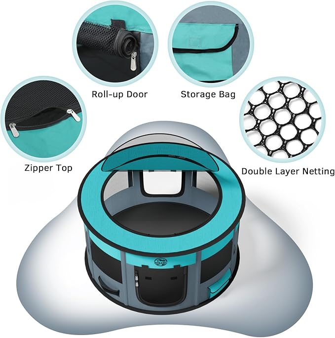 Playpen for Dogs, 44"*44"*24" Large Foldable Pet Play Pens Indoor Outdoor Exercise Pen with Carrying Case Food Bowl for Cat Puppy Rabbit
