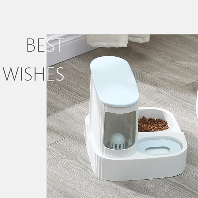 Automatic Cat Food Water Dispenser Gravity Pet Self Feeder Dry Food Bowl and Watering Supplies Dispenser for Indoor Small Medium Dog Puppy Kitten 2 in 1 (GREEN)