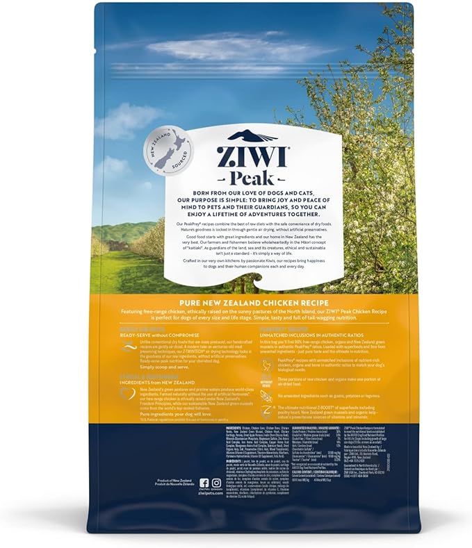 ZIWI Peak Air-Dried Dog Food – All Natural, High Protein, Grain Free and Limited Ingredient with Superfoods (Chicken, 2.2 lb)