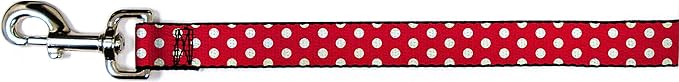 Buckle-Down Pet Leash - Minnie Mouse Polka Dots Red/White - 6 Feet Long - 1/2" Wide