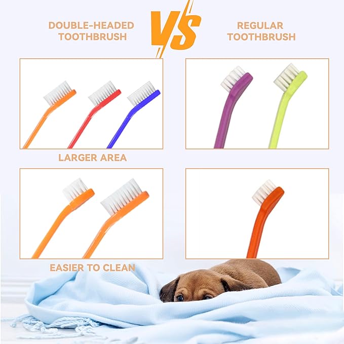 70 Pieces Dual End Dog Toothbrush Pet Toothbrush, Dual headed Pet Tooth Brush, Soft Grooming Dual Side Dog ToothBrush Multicolored for Pet Teeth Cleaning