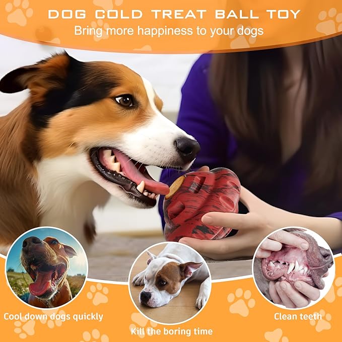 Dog Toys to Keep Them Busy,Frozen Treat Dog Enrichment Toys,Slow Food Training to Relieve Boredom and Stimulating,Dog Puzzle Treat Food Dispensing Ball Toy for Small Medium Large Dogs