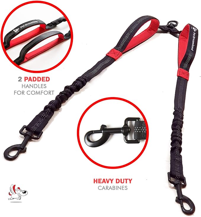 Exquisite Two Dog Leash Splitter | Double Dog Leash for Large Dogs Heavy Duty | No Tangle 2 Dog Leash Coupler | Dual Dog Leash Attachment | Retractable Dual Leashes for 2 Dogs