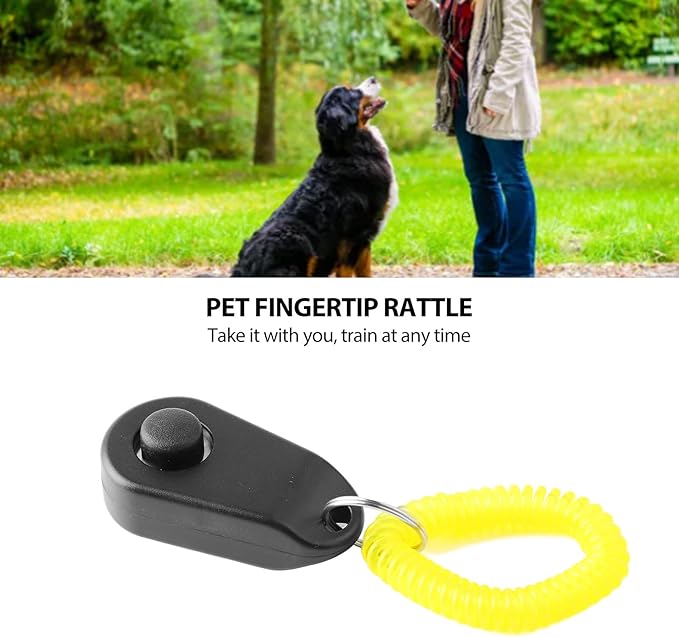 Dog Training Clicker, Lightweight Pet Training Clicker with Finger Ring and Wrist Strap, Clicker for Pets Cats Puppy Birds Horses, Perfect for Behavioral Training (Black)