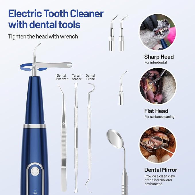 Ultimate Dog Teeth Cleaning Kit with Ultrasonic Teeth Cleaner, Plaque and Tartar Remover for Dog,Dog Dental Kit with Fingerbrush