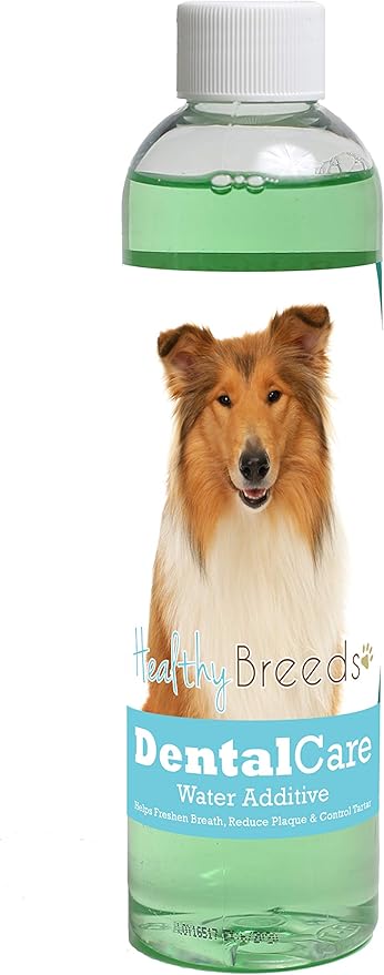 Healthy Breeds Dog Dental Care Water Additive for Collie - Helps Freshen Breath, Reduce Plaque & Control Tartar - Mint Flavor - 8 oz