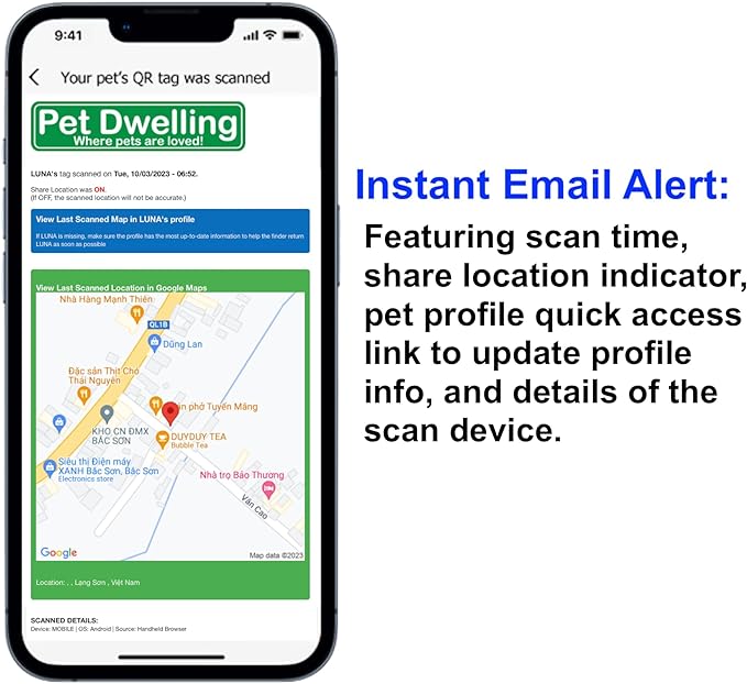 Advanced QR Code Pet ID Tags for Small to Medium Dogs and Cats: Online Pet Profile & Instant Scan Location Email Alert(Lux Black Mini)