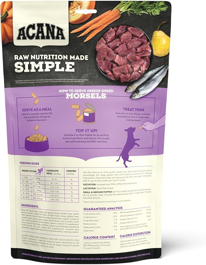 ACANA Freeze Dried Dog Food Meal & Topper, Grain Free High Protein Free-Run Chicken Recipe, 8oz