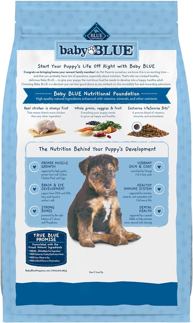 Blue Buffalo Baby Blue Healthy Growth Formula Natural Puppy Dry Dog Food, Chicken and Brown Rice Recipe 4-lb