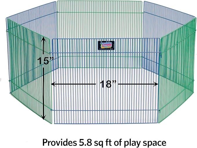 MidWest Homes for Pets Small Animal Pet Playpen /Exercise Pen, Blue and Green,1 Count (Pack of 1), Small Animal Playpen.