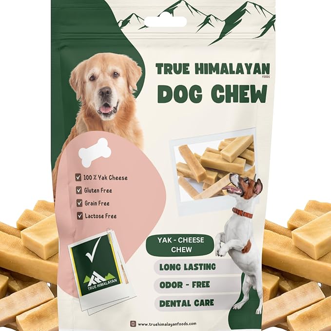 True Himalayan Yak Cheese Dog Chews Long Lasting Odor Free Dental Chews for Dogs, Natural Cheesy Dog Bones for Aggressive Chewers, Healthy Dog Treats (Large, 1, Count)