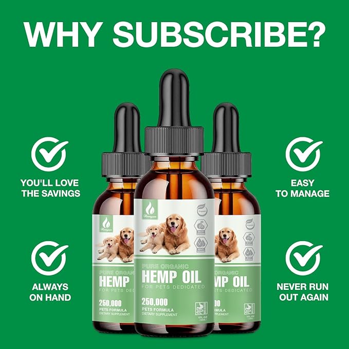 Pet Hemp Oil for Dogs and Cats,Organic Hemp Extract Drops, Sleep Aid Anxiety,Stress, Hip & Joint Pain Relief, Dog Calming Treats Rich in Omega 3-6-9, Natural Pet Hemp Oil(Natural)