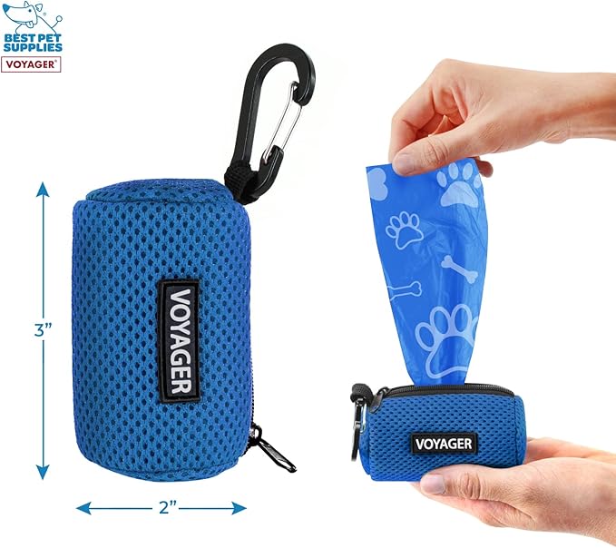 Best Pet Supplies 2-Pack Dog Poop Bag Holder Leash Attachment, Color, Reusable Mesh Dispenser Pouch for Travel, Walking, Park, and Outdoor Use, Soft and Durable with Clip-On - Mesh Royal Blue