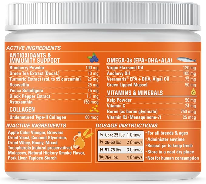 Bernie's Healthy Hips - Daily Dog Hip and Joint Supplement - 90 Soft Chews - Reduce Pain, Encourage Mobility, Slow Damage, Repair and Rebuild Hips and Joint Tissues