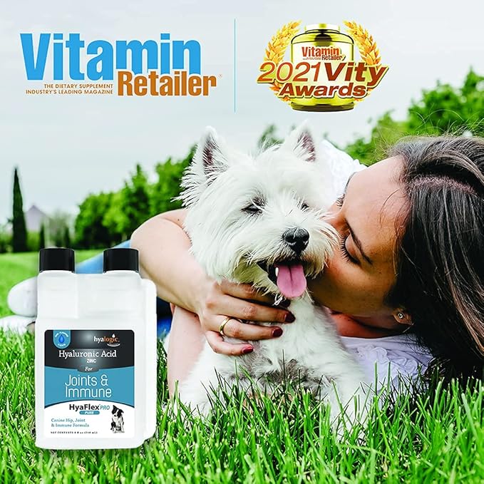 Canine Hyaluronic Acid + Zinc by Hyalogic - Joint & Immune Support, HyaFlex Pro Pure 8oz - Liquid Oral HA Dog & Pet Supplement