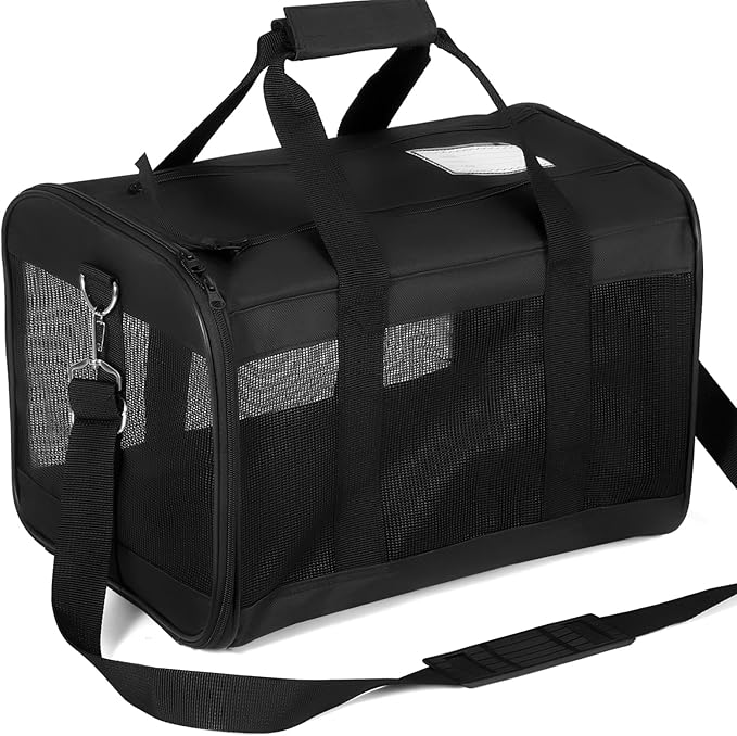 Comfort Carrier-Portable & Breathable Soft-Sided Cat Carrier with Fleece Pad,Lightweight,Collapsible,Durable & Safe Pet Travel Bag with Pockets