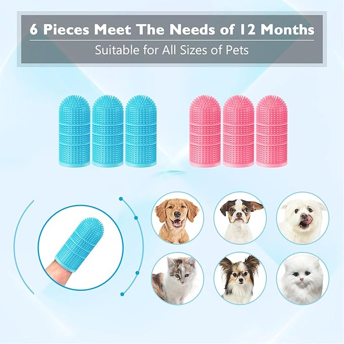 Dog Toothbrush,Dog Finger Toothbrush for Dog Teeth Cleaning,Dog/Puppy Tooth Brushing Kit,Cat Toothbrush with Full Surround Bristles,Finger Toothbrush for Dogs/Cats