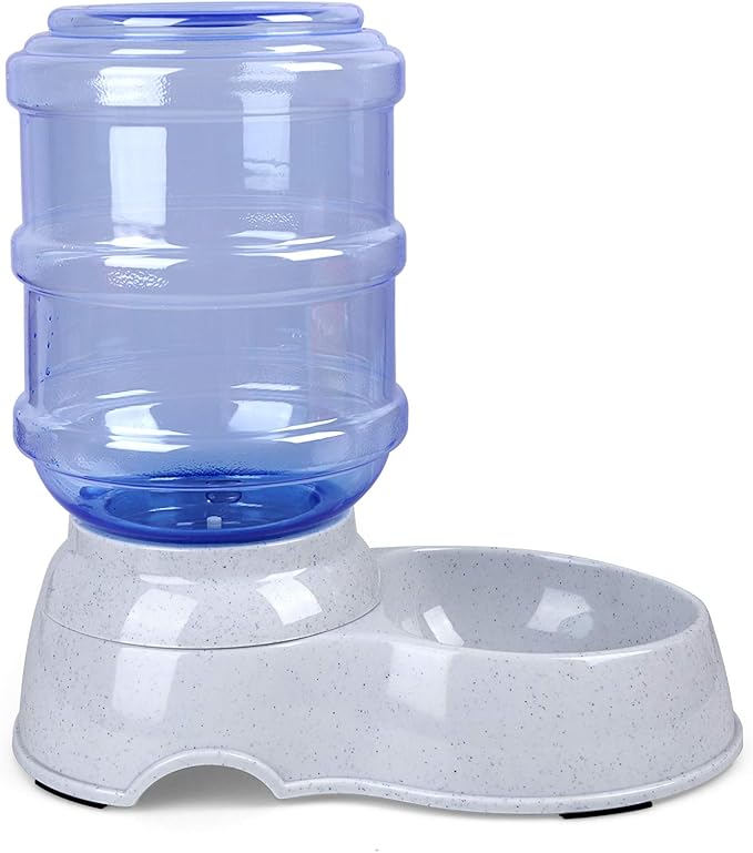 Pet Water Dispenser Station - 1 Gal Replenish Pet Waterer for Dog Cat Animal Automatic Gravity Water Drinking Fountain Bottle Bowl Dish Stand