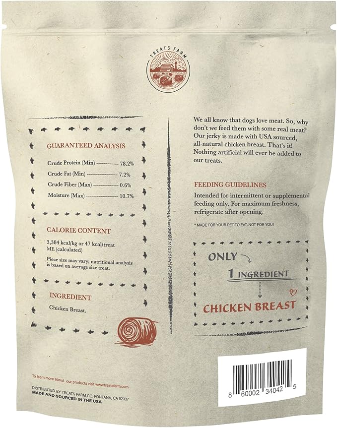 Treats Farm Chicken Jerky Dog Treats Made in USA All Natural (1LB)