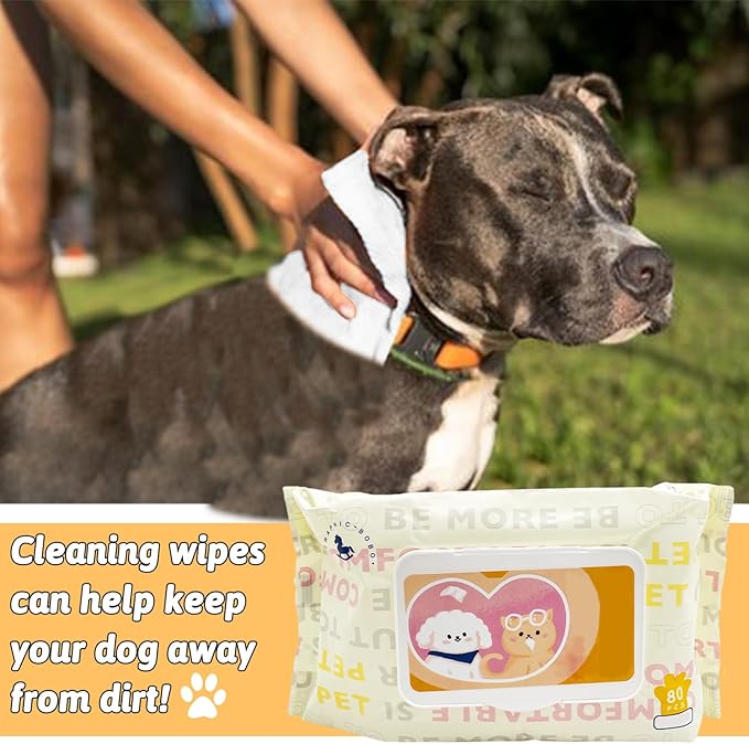 Hamiledyi Pet Wipes for Dogs, 6 Packs of 80 Count Cats Paws Feet Wipe, Soft Thick Puppy Grooming Wipes with Lids for Quick Cleaning Butt Feet Ears Eyes Nose