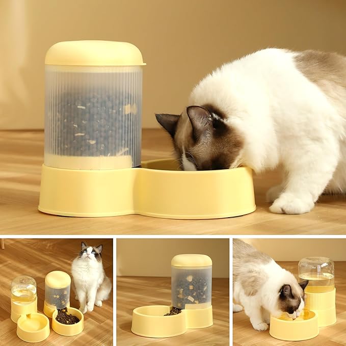 Gravity Cat Feeder with 2.8L Capacity, BPA Free, Eco-Friendly, Food Grade Materials, Big Mouth Design, Siphon Device for Water Dispenser