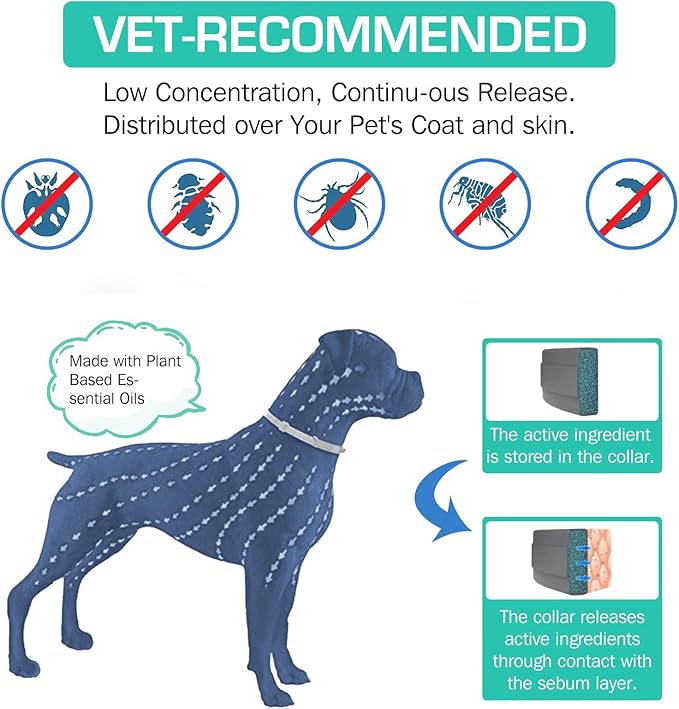 UrbanX Natural Flea Flea & Tick Treatment & Prevention Collar for Medium & Large Dogs, Waterproof, Adjustable (2 Packs with Comb)