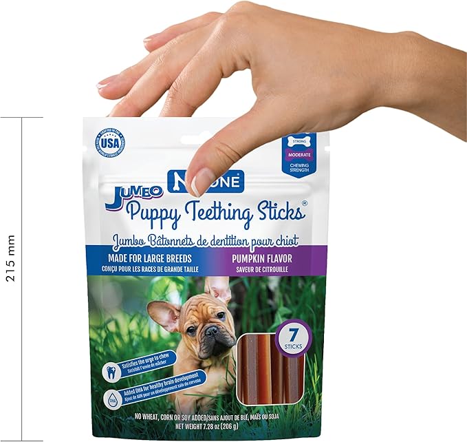 N-Bone Jumbo Puppy Teething Sticks Pumpkin Flavor Dog Treats, 7 Count 7.28-oz Bag