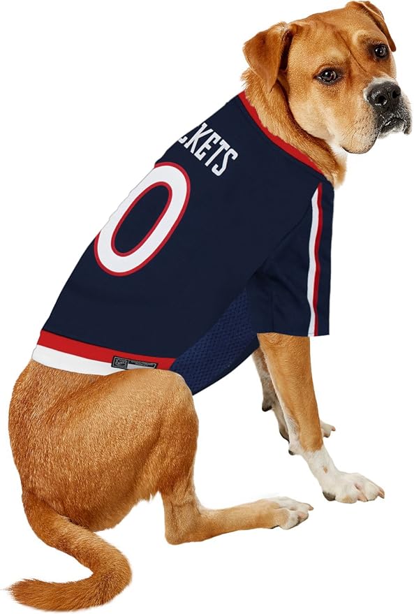 Pets First NHL Columbus Blue Jackets Jersey for Dogs & Cats, Large. - Let Your Pet Be A Real NHL Fan!