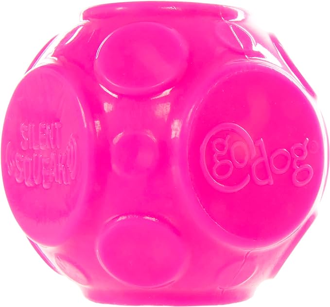 goDog 2-Pack Silent Squeak Ball Dog Toy Set, for Light to Moderate Chewers - Orange/Pink, 2-Pack
